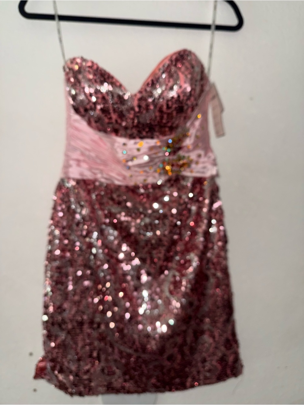 Pink Sequin Strapless Evening Dress (Brand Unspecified)